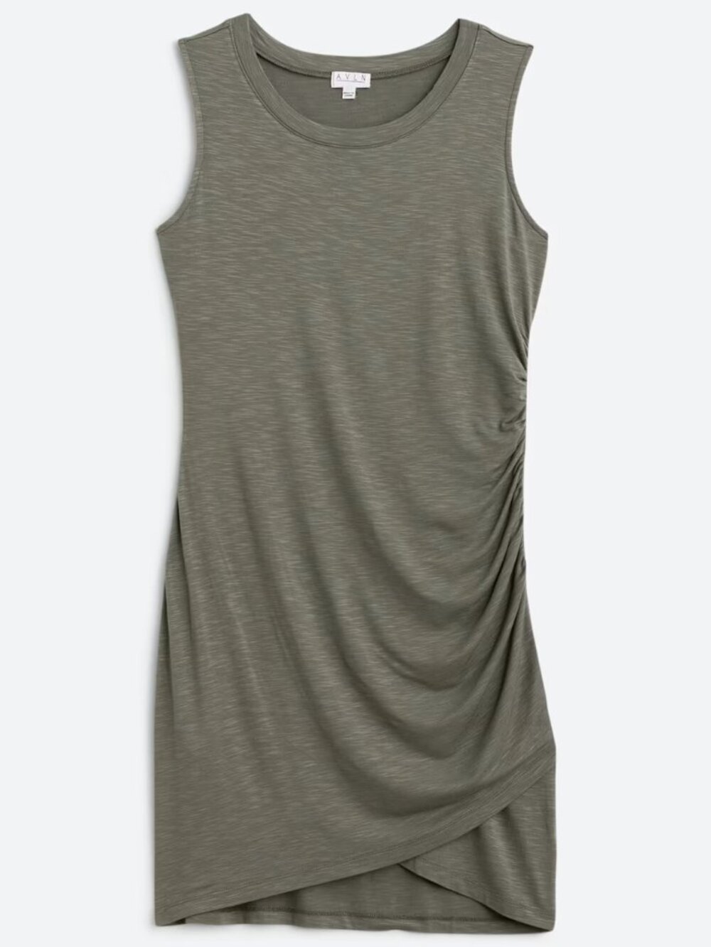 AVLN Studio Lane Ruched Knit Fitted Dress, XL, Olive